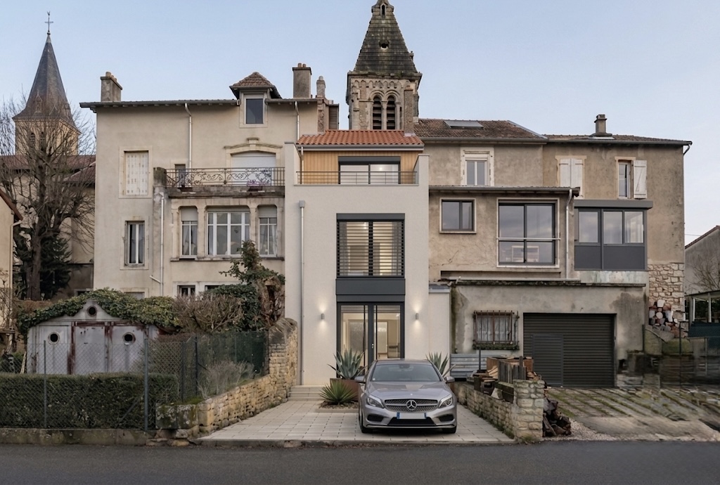 Maison mitoyenne : lumière et nouveaux volumes